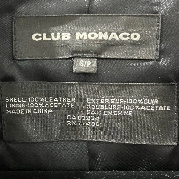 CLUB MONACO Leather Moto Jacket Sz S/P - Picture 8 of 12